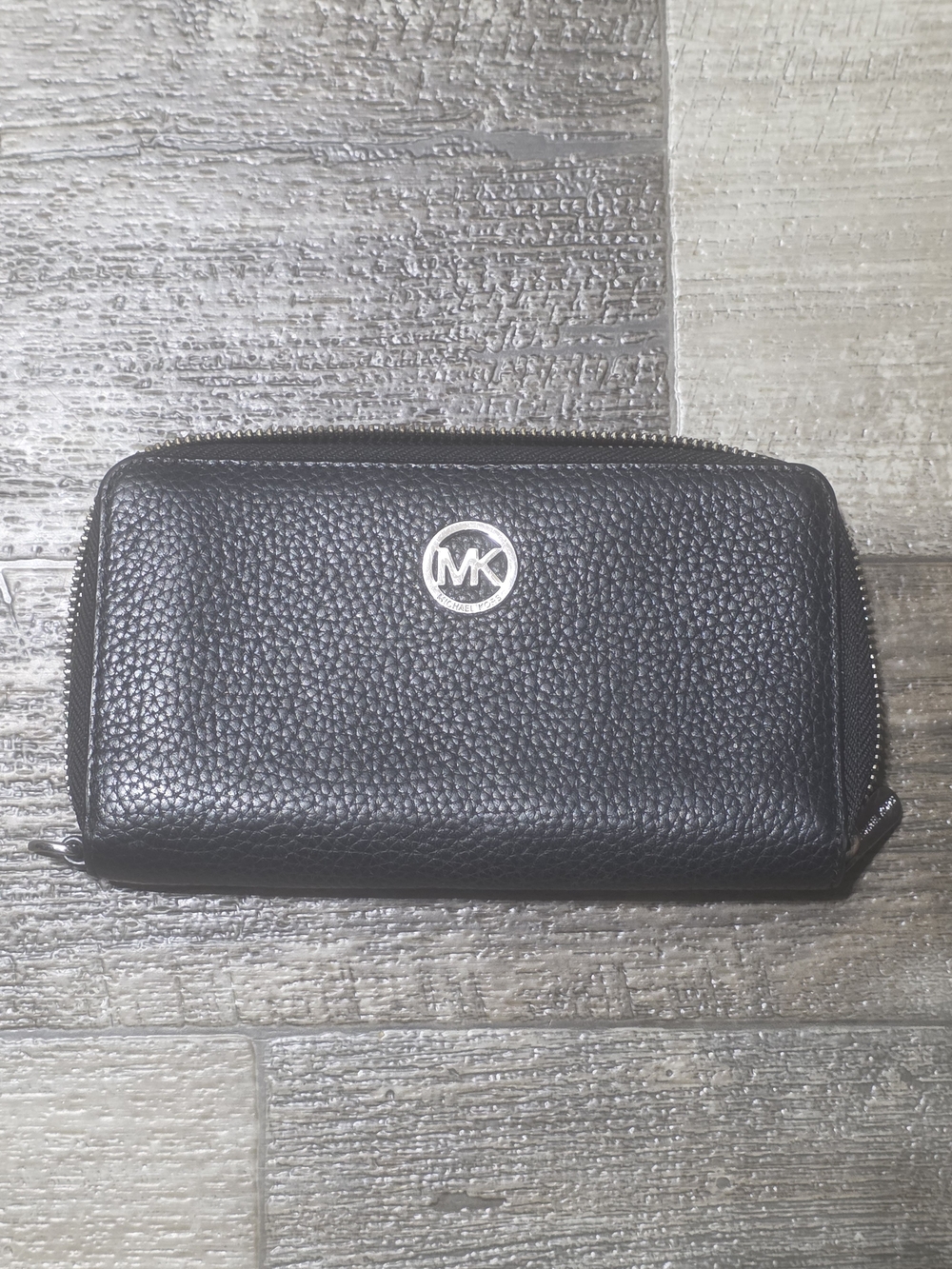 Michael Kors Black Pebbled Leather Zip Wallet